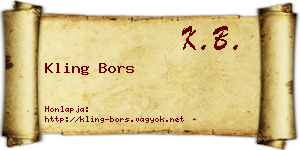 Kling Bors névjegykártya